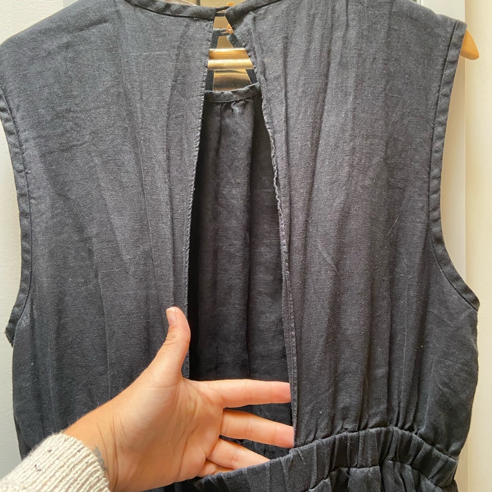 Everlane backless Linen dress Size 14 in Black